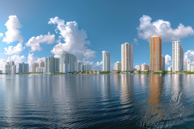 Panorama of Sunny Isles Beach city in Greater Miami area Florida USA