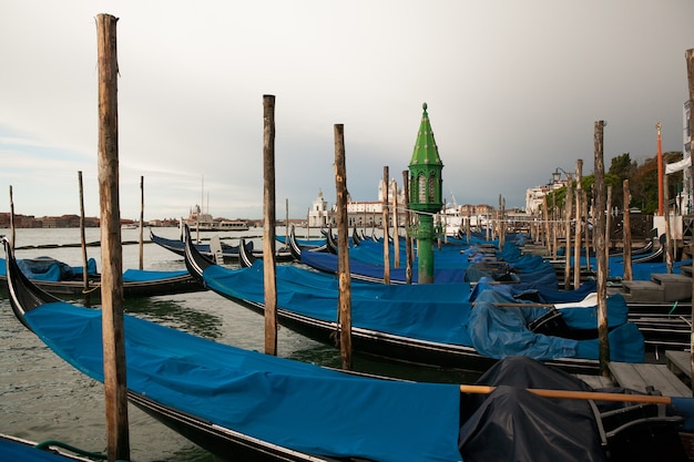 Panorama of Venice, Italy. Grand Canal with gondolas.Venice postcard