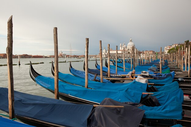 Panorama of Venice, Italy. Grand Canal with gondolas.Venice postcard