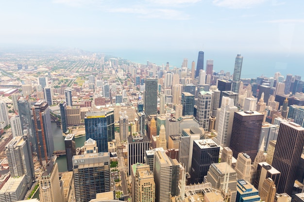 Panorama view of downtown Chicago, Illinois USA