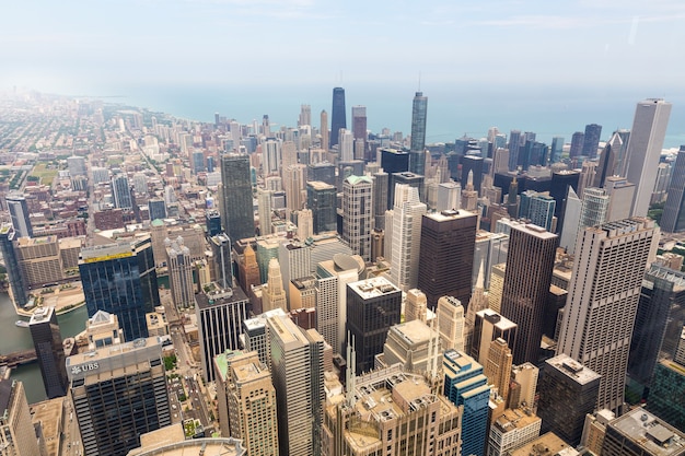 Panorama view of downtown Chicago, Illinois USA