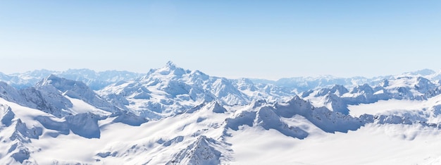 Panorama view from ski slope elbrus russia