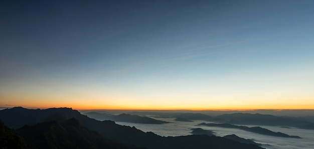 A panorama view of mountain in morning. 