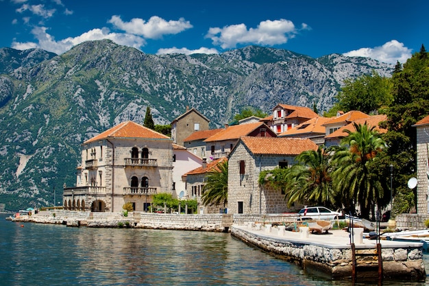 Panorama view of Perast city in Montenegro