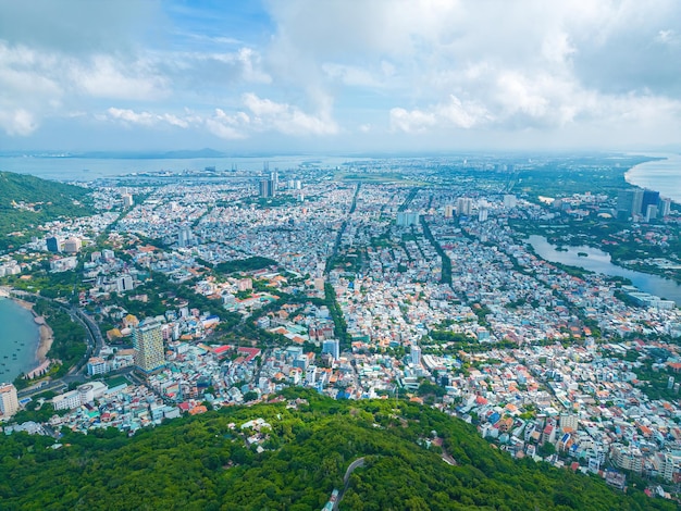 Panorama of Vung Tau city from the lighthouse in the mountain Vung Tau city and coast Vietnam Vung Tau is a famous coastal city in the South of Vietnam