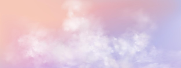 Photo panoramic abstract pink blue sky background skyscape with fluffy clouds