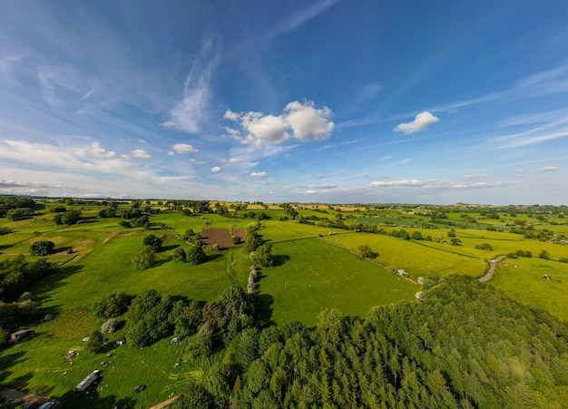 Panoramic aerial footage taken with a drone above the Yorkshire