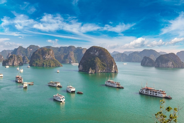 Panoramic aerial view of Halong bay, Vietnam