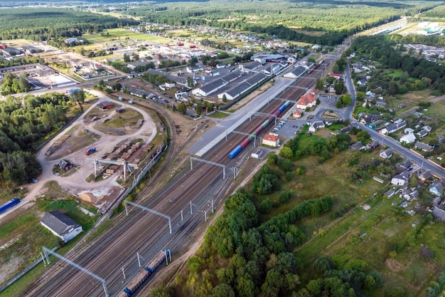 Panoramic aerial view of a huge residential complex with highrise buildings