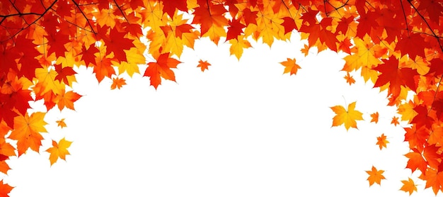 Panoramic banner with autumn orange leaves Generative AI