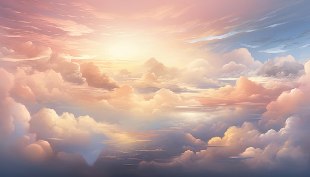 panoramic cloudscape with clouds and sunset