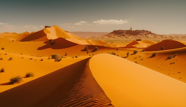 Panoramic desert sahara landscapedesert in the afternoongenerative ai