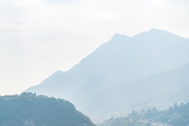 Panoramic mountain landscape near Como lake in Italy summer