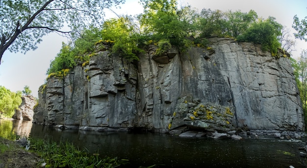 Panoramic photo of mountain and river at forest