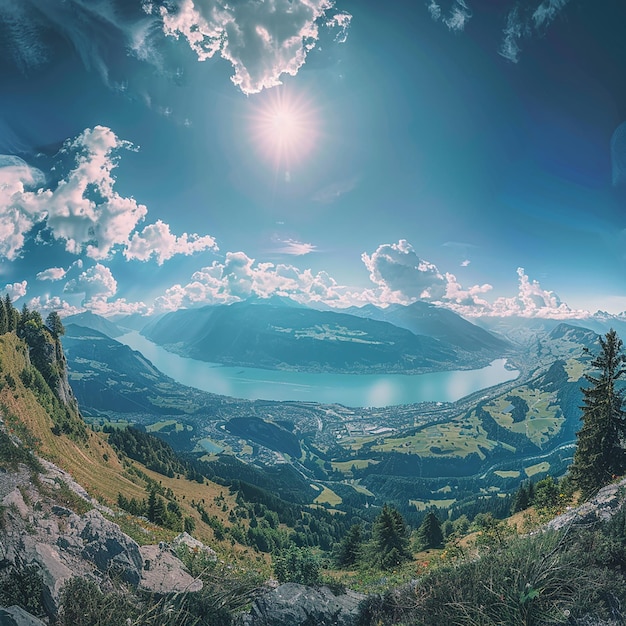 Panoramic Shot of Beautiful Mountains Under Twilight