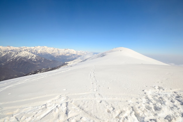 Panoramic snowy ridge