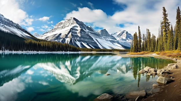 Panoramic View of Banff National Park's Mountain Range