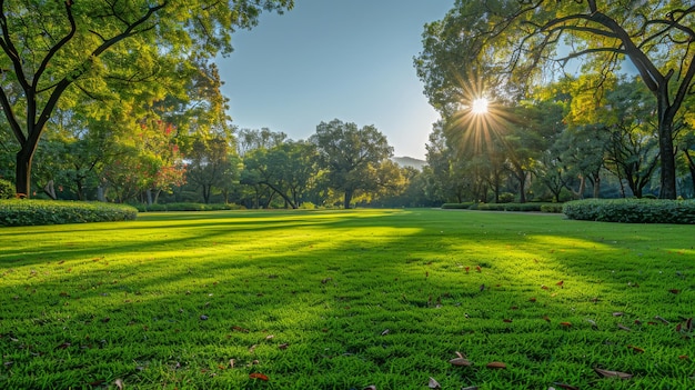 A Panoramic View of a Beautiful City Park