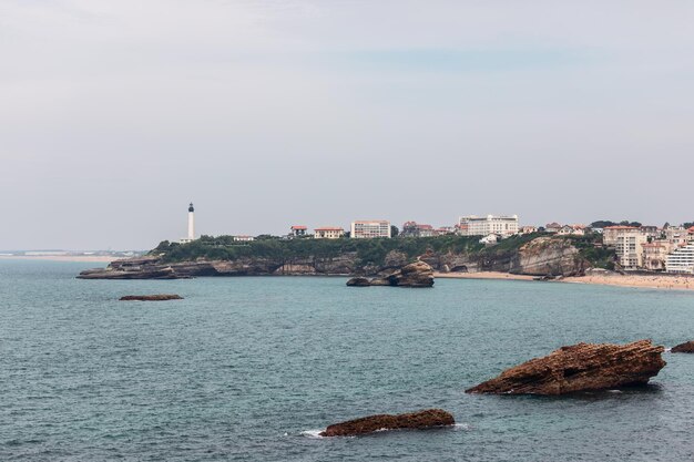 Panoramic view over Biarritz bay and Grande beach from Cloche du Plateau de l'Atalaye