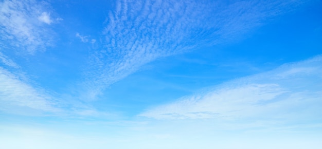 Panoramic view of Blue sky with soft clouds.