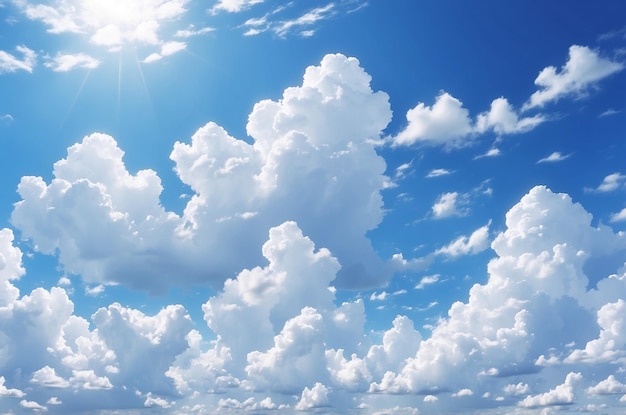 Panoramic view of the blue sky with white clouds