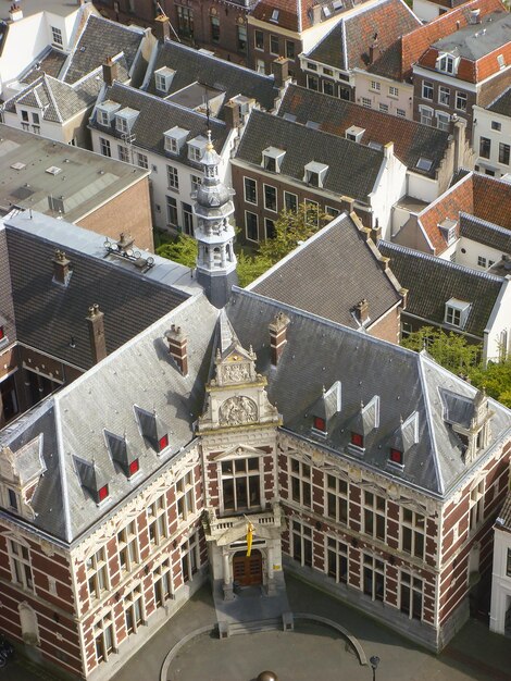 Panoramic view of the city and cathedral on the sunny day Utrecht Netherlands