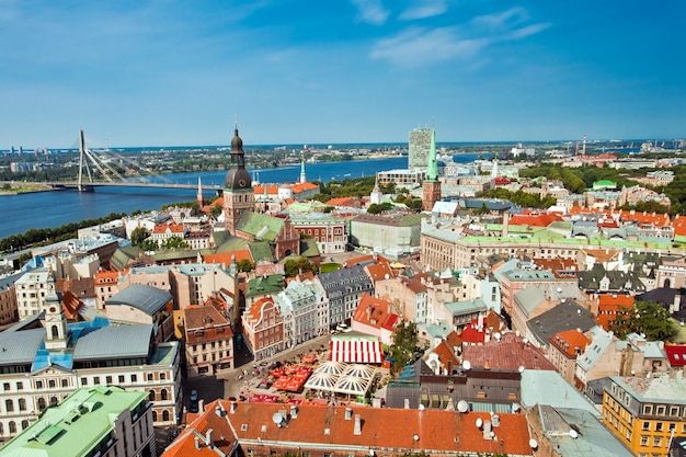 The panoramic view of city Riga in Latvia