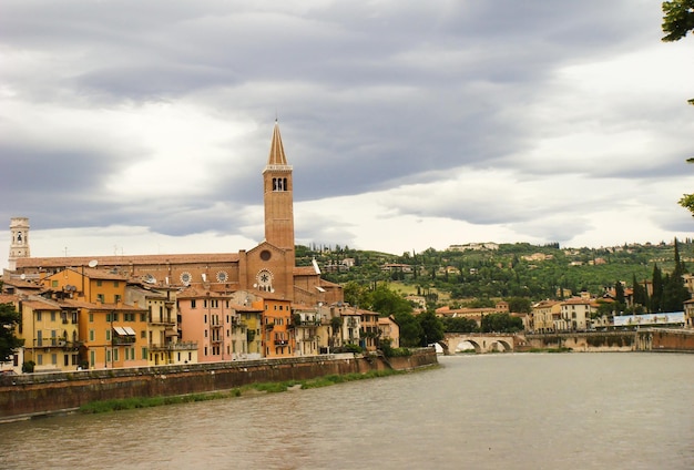 Panoramic view of the city on the summer day Verona Italy