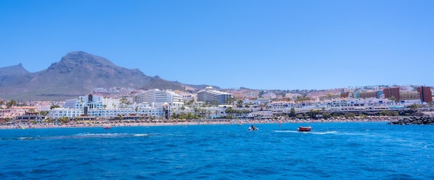 Panoramic view of the Costa de Adeje in the south of Tenerife Canary Islands