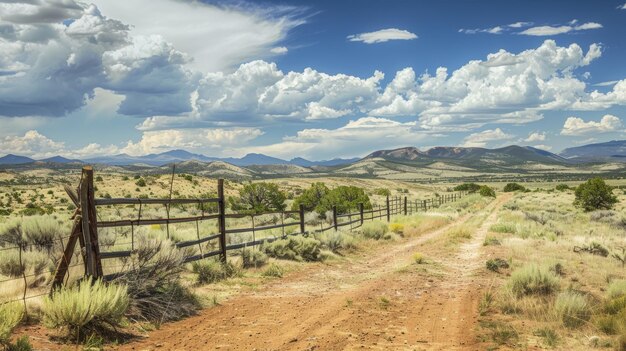 Panoramic view of a dirt road leading through the desert in Utah