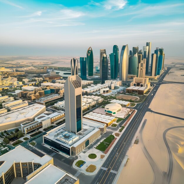 Photo a panoramic view of doha the capital of qatar shows as an image