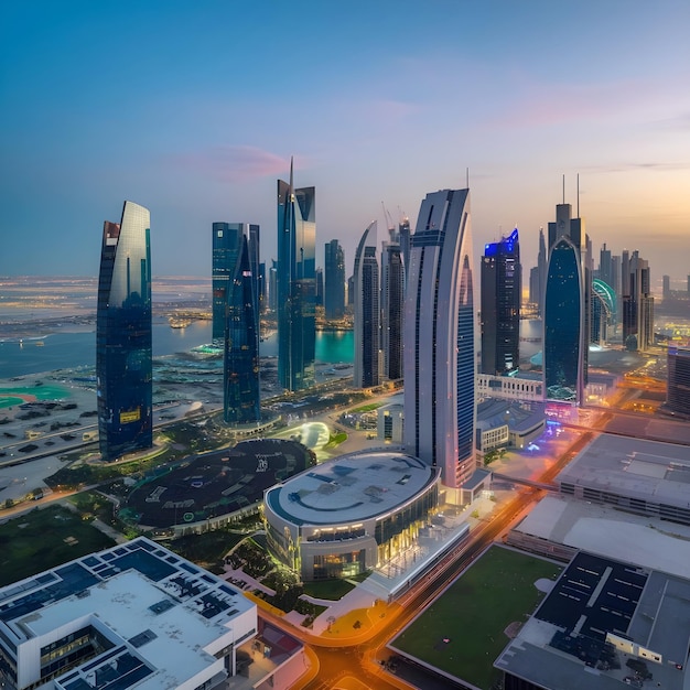 A panoramic view of Doha the capital of Qatar shows as an image