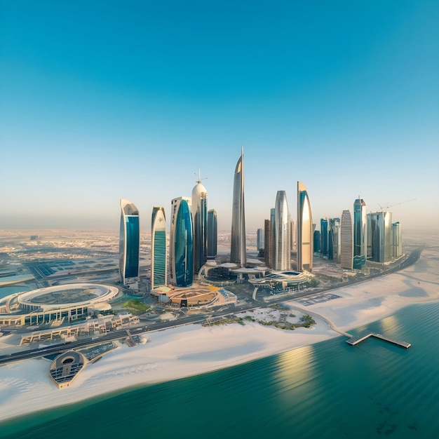 A panoramic view of Doha the capital of Qatar shows as an image