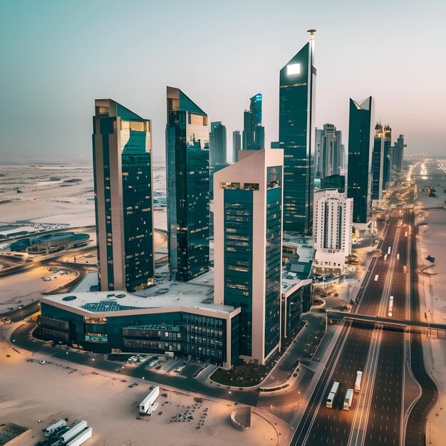 Photo a panoramic view of doha the capital of qatar shows as an image