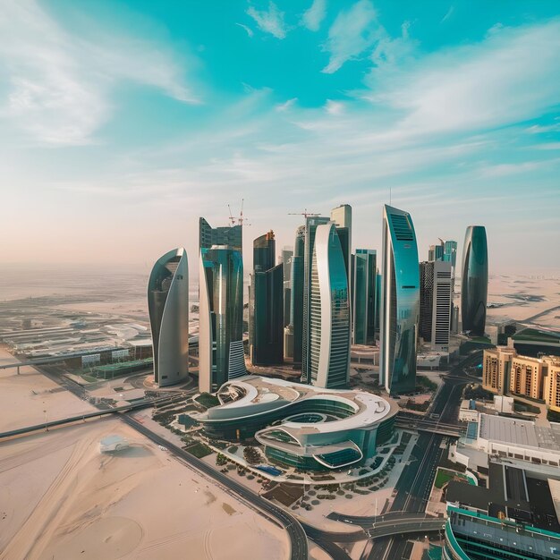 Photo a panoramic view of doha the capital of qatar shows as an image