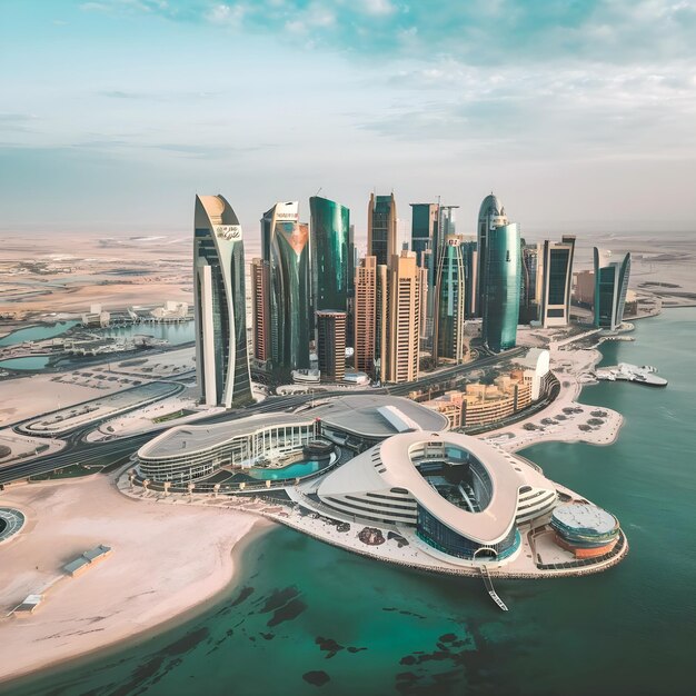 Photo a panoramic view of doha the capital of qatar shows as an image