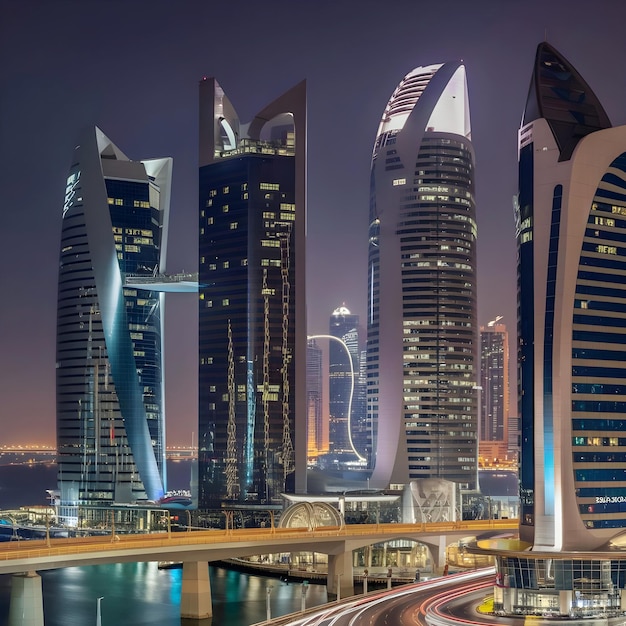 Photo a panoramic view of doha the capital of qatar shows as an image