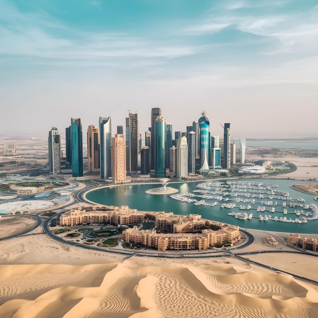 A panoramic view of Doha the capital of Qatar shows as an image