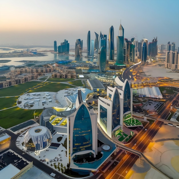 A panoramic view of Doha the capital of Qatar shows as an image