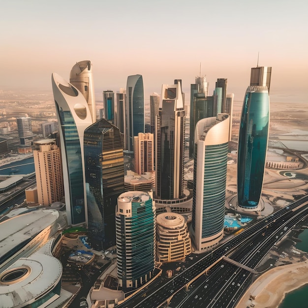 A panoramic view of Doha the capital of Qatar shows as an image