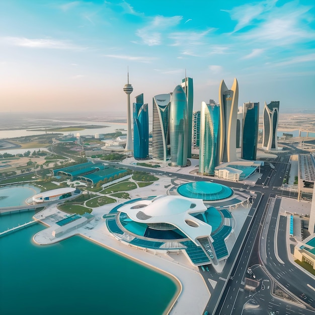 A panoramic view of Doha the capital of Qatar shows as an image