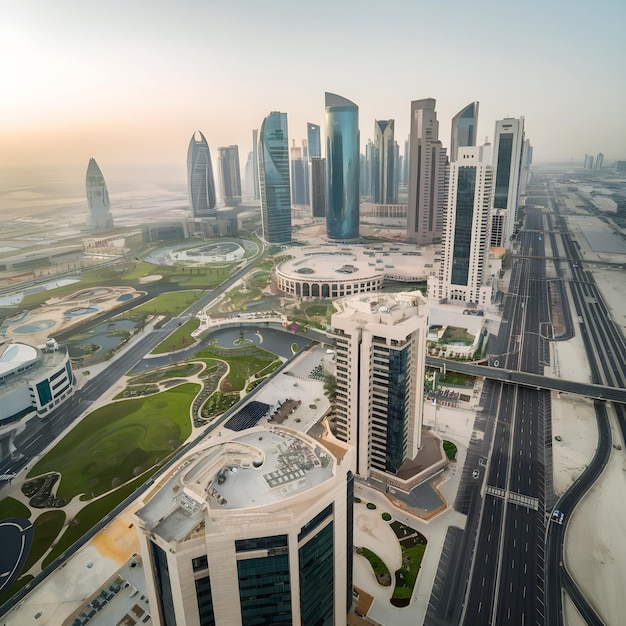 Photo a panoramic view of doha the capital of qatar shows as an image