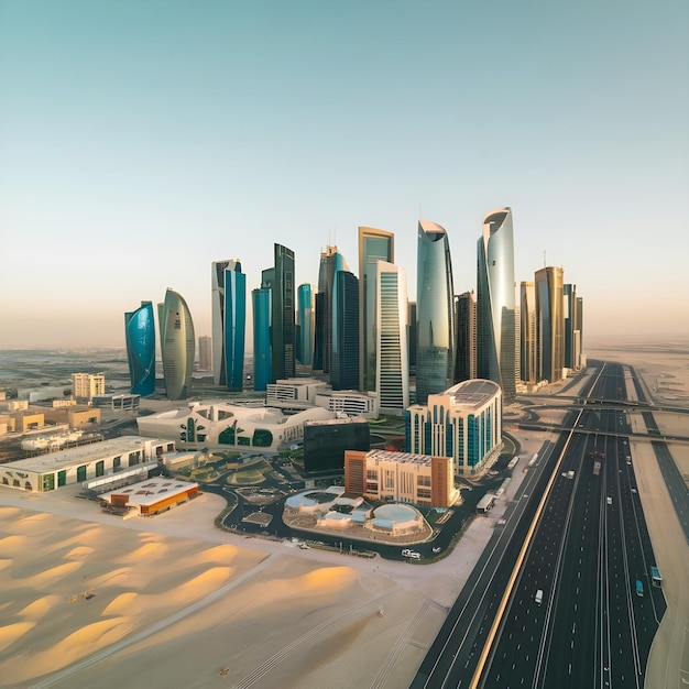 Photo a panoramic view of doha the capital of qatar shows as an image