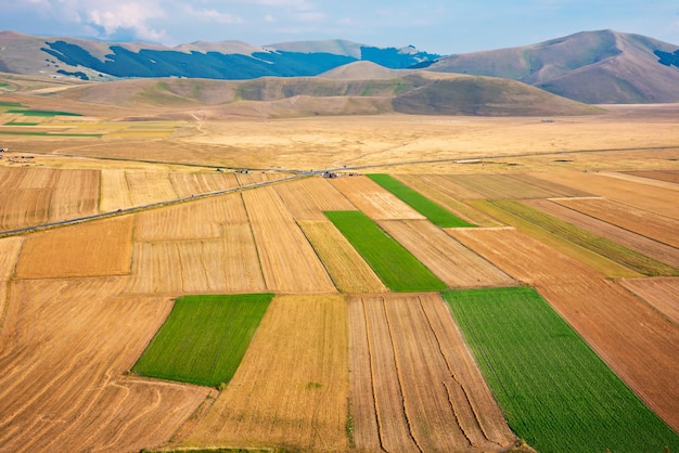 Panoramic view of farming and agricultural fields