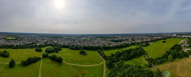 Photo panoramic view fields footage taken with a drone