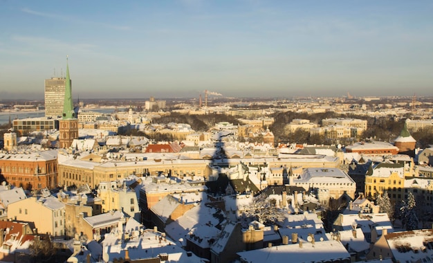 Panoramic view from above to Riga on a winter day Latvia The Baltic States