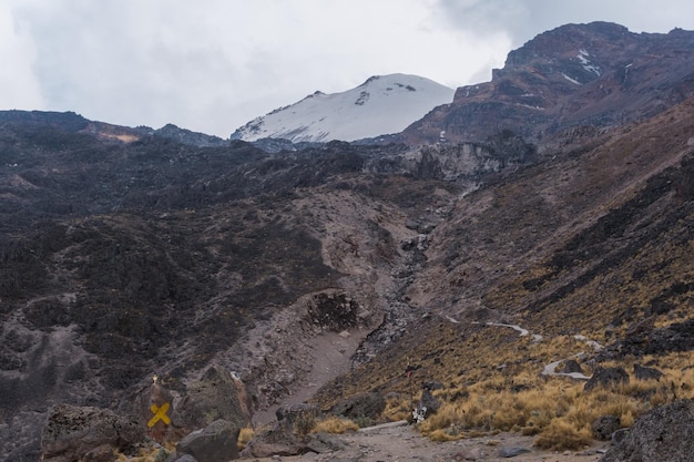 A panoramic view from the shelter of the orizaba peak volcano