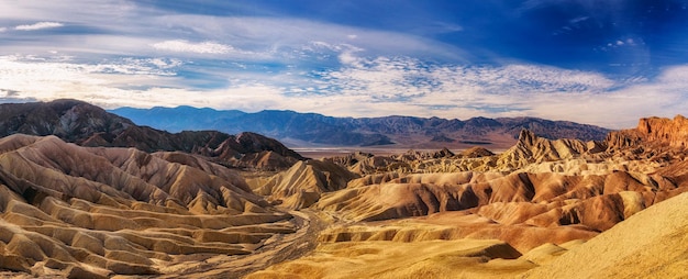 Panoramic view from the Zabriskie point in Death Valley