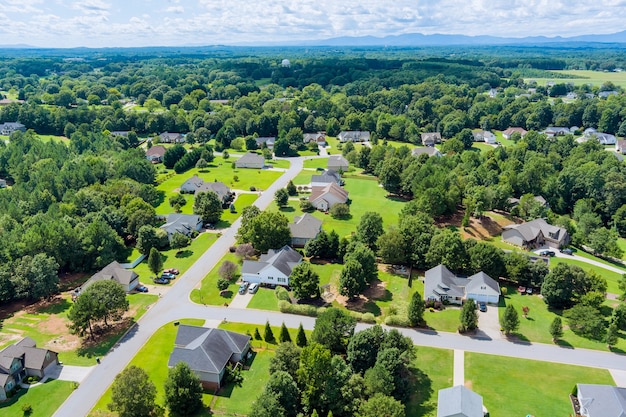 Panoramic view height landscape Boiling Springs town the sleeping area of American small town in South Carolina USA