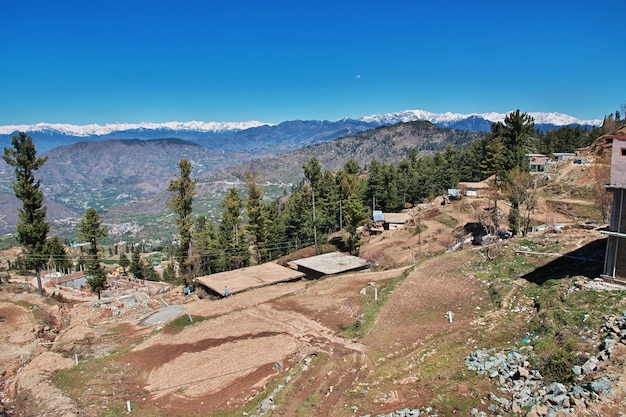 The panoramic view of Himalayas in Malam Jabba close Hindu Kush mountain Pakistan